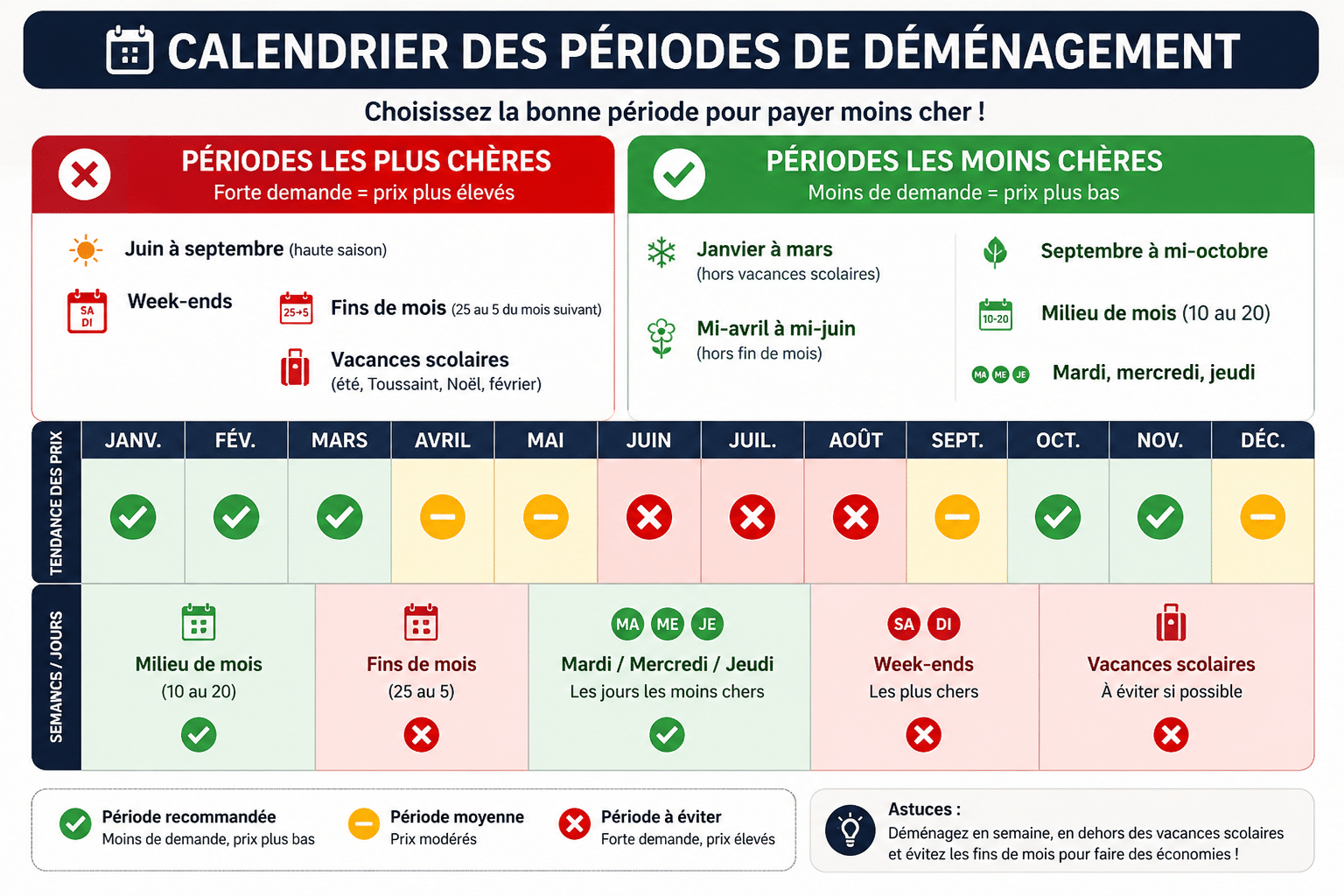 période haute et basse déménagement